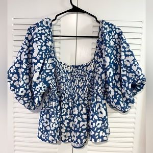 By Together Blue/White Half Sleeve Top